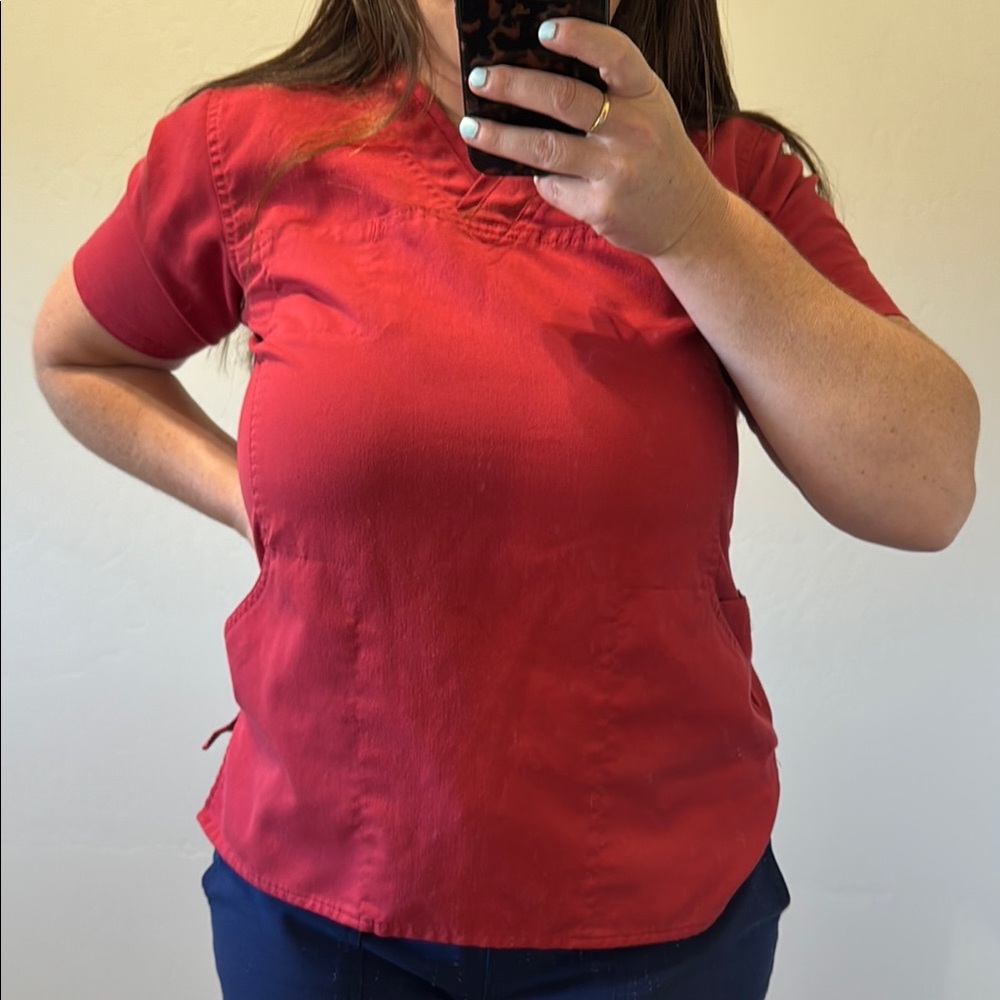 Women's Red Carhartt Scrub Top